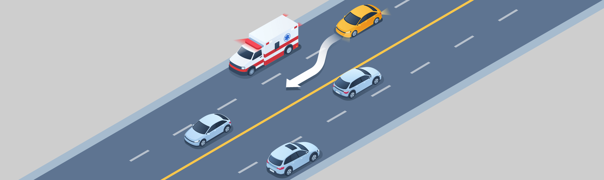 Faire face à des situations particulières - Que devez-vous faire lorsque vous vous approchez d’un véhicule d’urgence arrêté avec ses feux rouges ou bleus clignotant dans la même direction que celle dans laquelle vous roulez ?